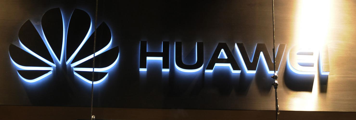 A Huawei signboard in Copenhagen