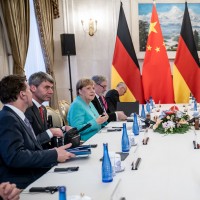 German chancellor Angela Merkel meets with China's party and state leader Xi Jinping